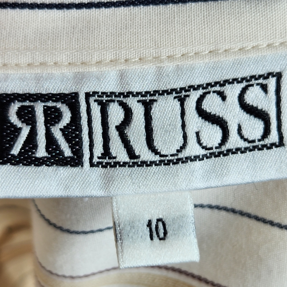 Russ Off-White w/ Stripes & Lace Button Down Top Size 10 - Picture 6 of 10